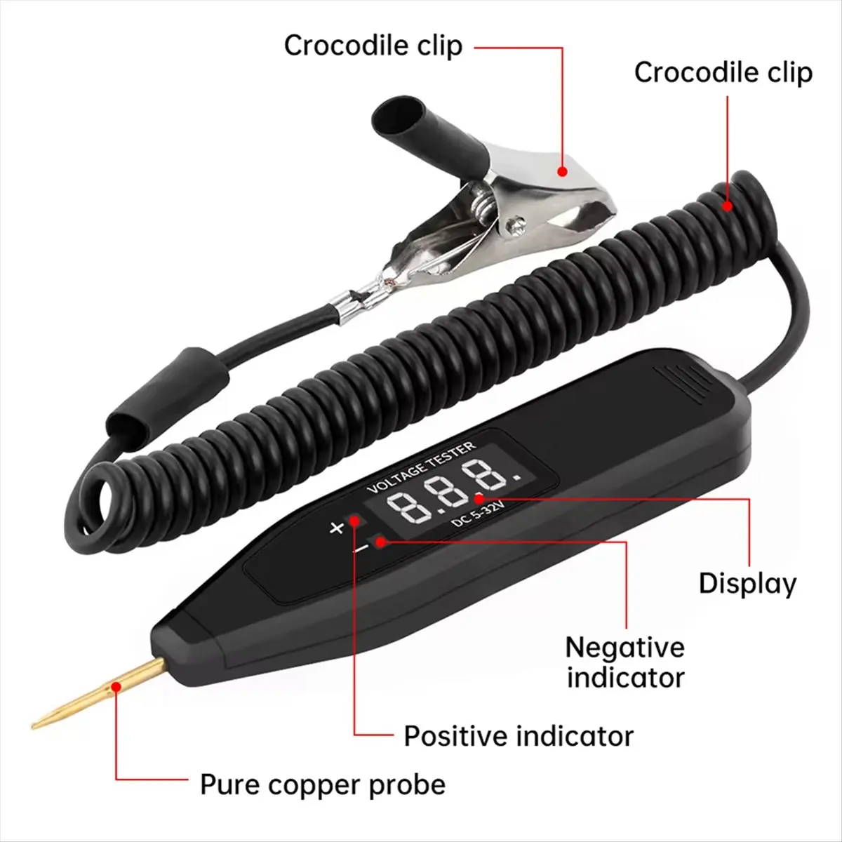 Compatible 5-32V Car Electrical Circuit Test Pen Digital Electric Voltage Power Test Pen Probe Car Voltage Tester Test Pen for C