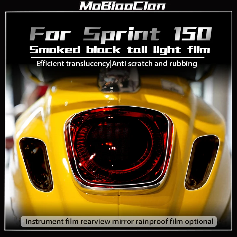 For Vespa SPRINT 150 Motorcycle Transparent Headlights Smoked Black Tail Lights Film Instrument Protective Film Rearview Mirrors