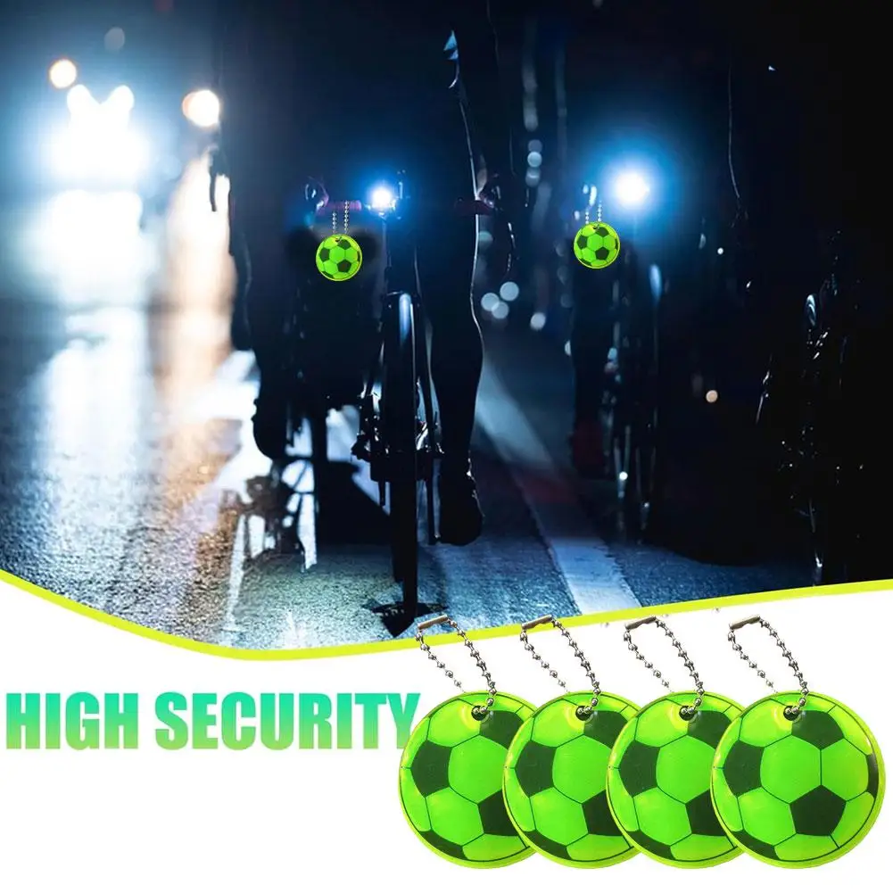 10PCS Football Reflective Keychain for Kids Night Safety Key Chain for Bags Backpack Pendant Reflector for Things Traffic S U1M8