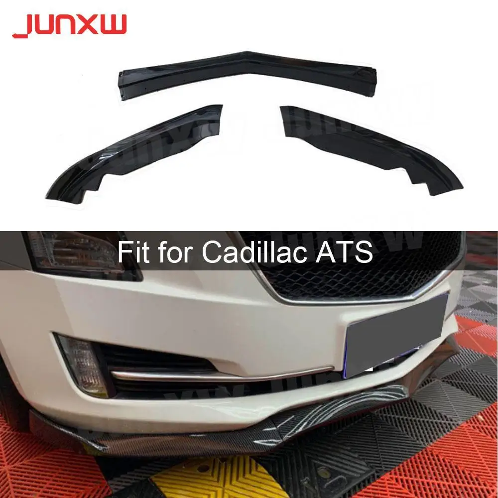 

Front Lip Spoiler Apron for Cadillac ATS 2015-2018 3 PCS/Set ABS Carbon Look Black Head Bumper Chin Shovel Guard Car Styling