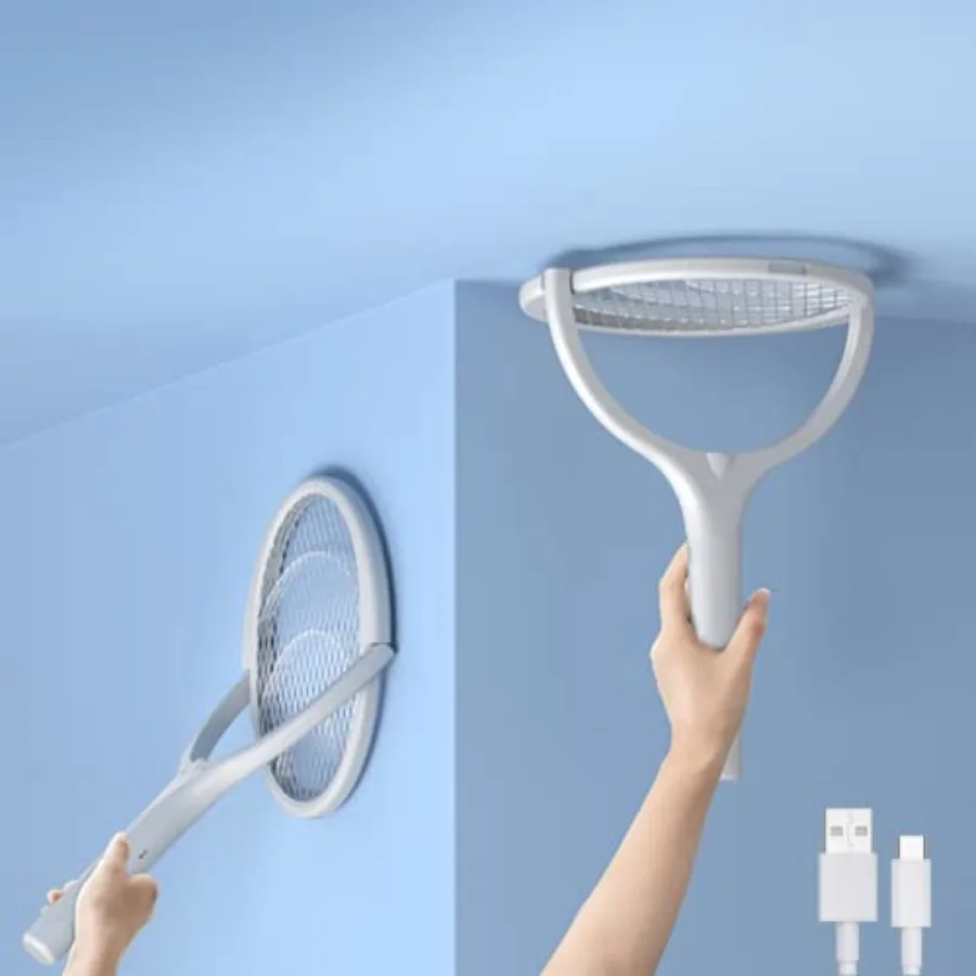 

Electric Bug Zapper Racket Mosquito Fly Gnat Wasp Killer USB TypeC Rechargeable Swatter Indoor Rotating Head