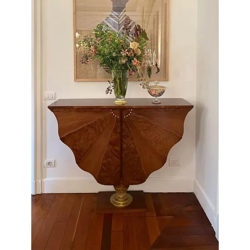 Solid Wood Sofa Table Living Room Dining Side Cabinet Medieval Carved Luxury Art Entrance Decorative Cabinet