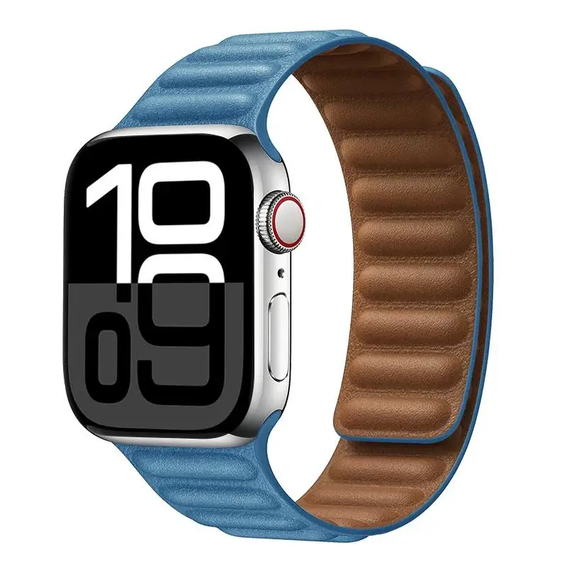 Lederarmband für Apple Watch Band 49 mm 46 mm 42 mm 41 mm 44 mm Original Magnetschlaufen-Gliederarmband iWatch 10 11 9 8 7 SE Ultra2 3
