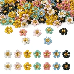 50/100pcs Brass Flower Bead Caps End Caps Charms ciondolo con smalto colore misto e strass per gioielli che fanno risultati fai da te