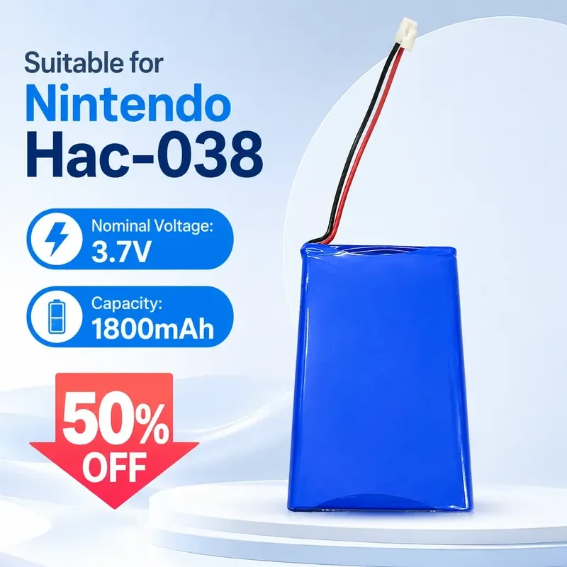 

For Nintendo HAC-038 Replacement Battery 1800mAh High Capacity Imported Lithium Ion Battery