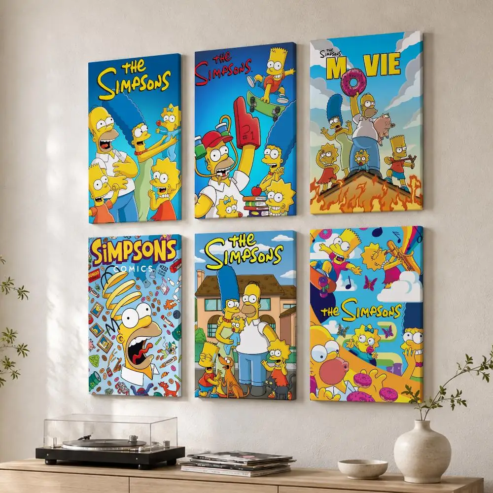 The S-Simpsons Cartoon Framed Wall Painting Wood Framed Wall Art Print For Bedroom Living Room Hallway Office Home Decor