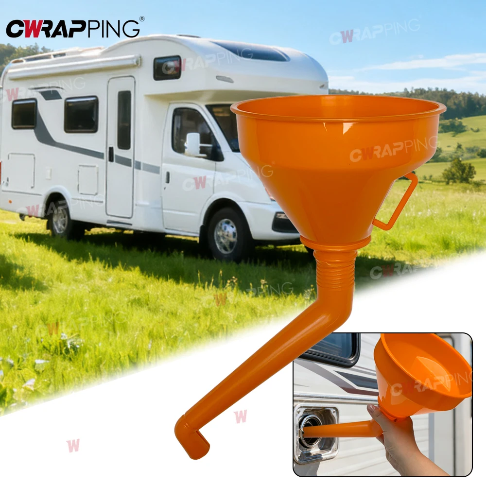 RV Car Refuel Engine Oil Funnel Long Mouth Funnels with Filter Detachable Hose Refueling Funnel for RV Camper Van Accessories