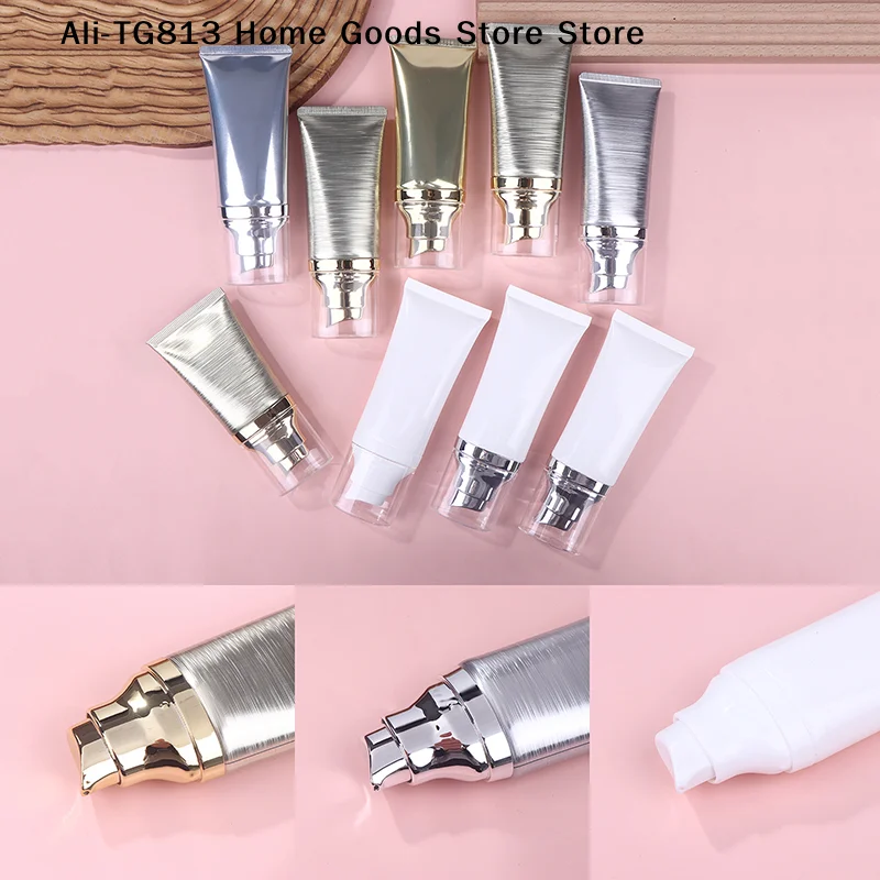 

[TG813]30/50ml Empty Travel Refillable Tubes with Vacuum Pump Squeeze Bottles for BB Cream Foundation Cosmetic Lotion