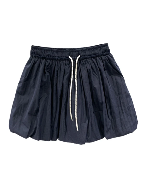 트렌디한 디스트링 하이웨이스트 퍼프 롱 스커트 여성용 2025 여름 신상 슬림핏 A라인 플라워 버드 스커트