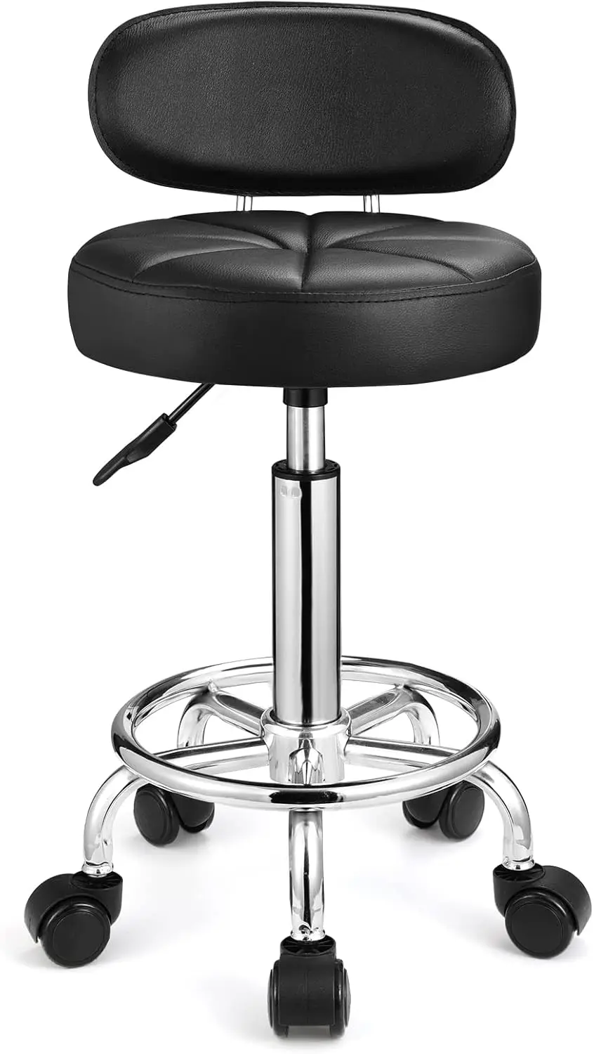 Swivel Stools with Wheels Height Adjustable Rolling Spa Stool Backrest Black