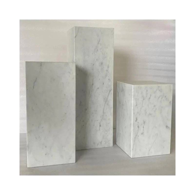 # Customized Carrara Marble Cube Side Table Stone Marble Plinth Coffee Table Real White Marble Square Plinth