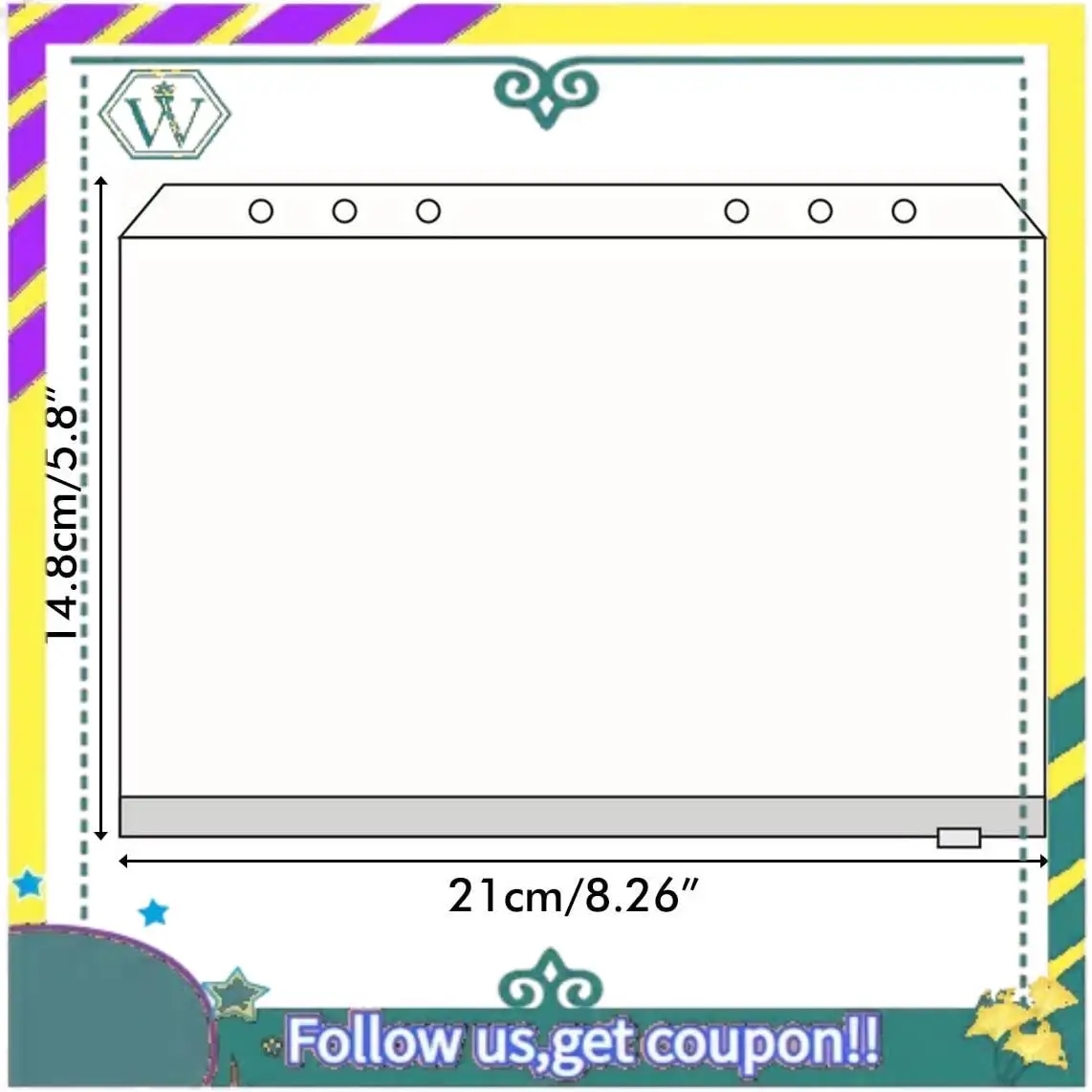 NEW 12 Pcs A5 Binder Pockets Binder Zipper Folders For 6-Ring Notebook Binder Loose Leaf Insert Bags Waterproof Pouch