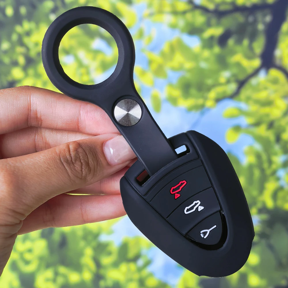 Matte Textured Silicone Key Case With Keychain For Porsche 911 997 Boxster 987 Cayman 3 Buttons Remote Fob Holder Shell