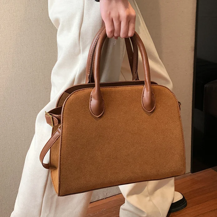 Retro Suede Shoulder Bags Large Capacity Ladies Tote Bag Commuter High Quality Crossbody Bag Women Fashion Handbag Solid Satchel