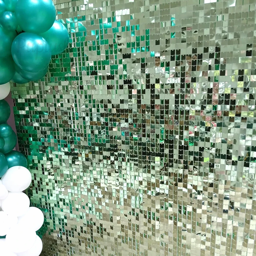 ライトグリーンのキラキラ光る背景パネル 12/18/24枚入 - Sequin Fabric Panel のレビューと価格
