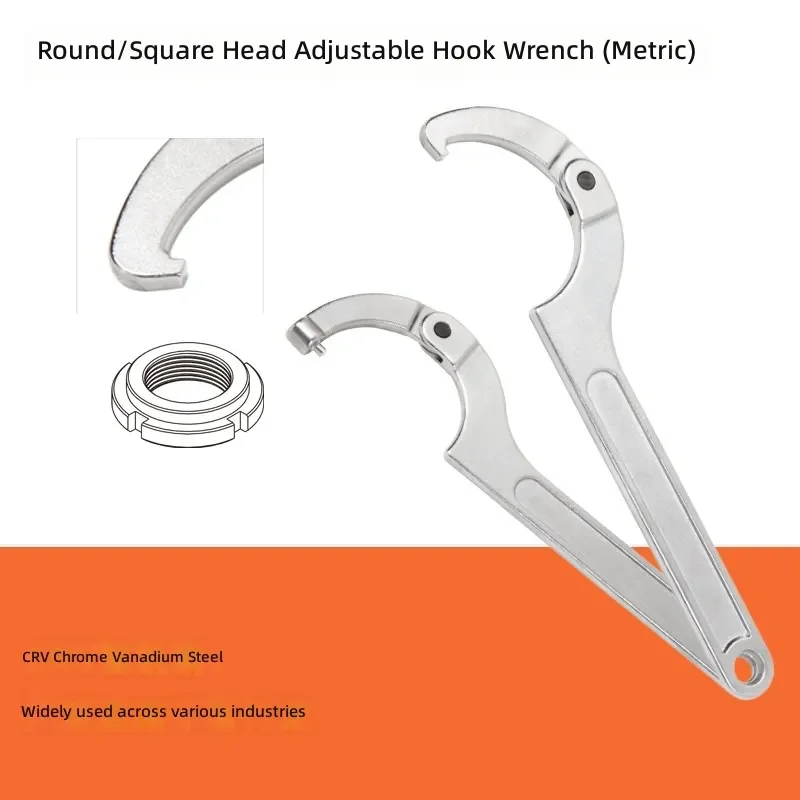 for Crescent Type Adjustable Round Head Nut Hook Wrench Square Head Movable Hook Wrench for TD1205A TD1207A