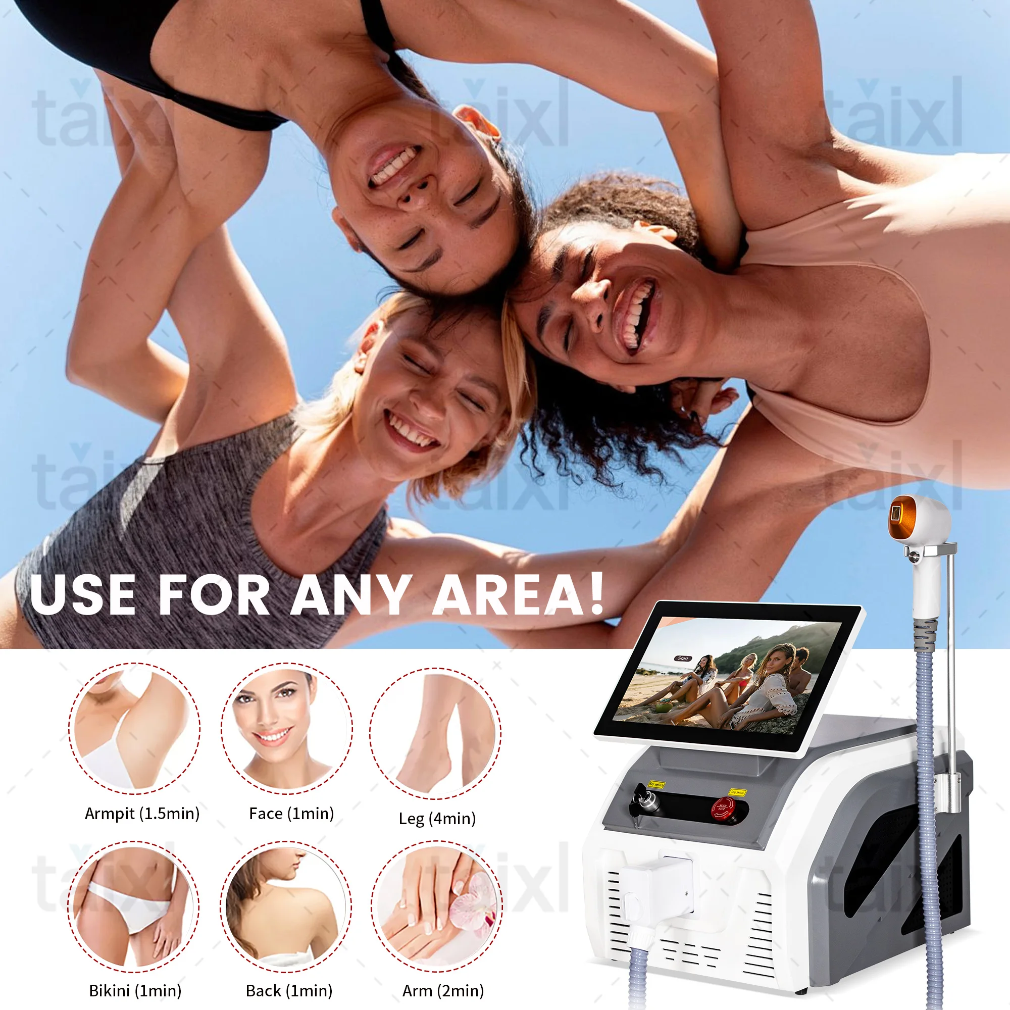 

Professional 3-Wavelength Diode Laser (808/755/1064nm), 3500W Permanent Hair Removal, Painless & Portable for Face/Body