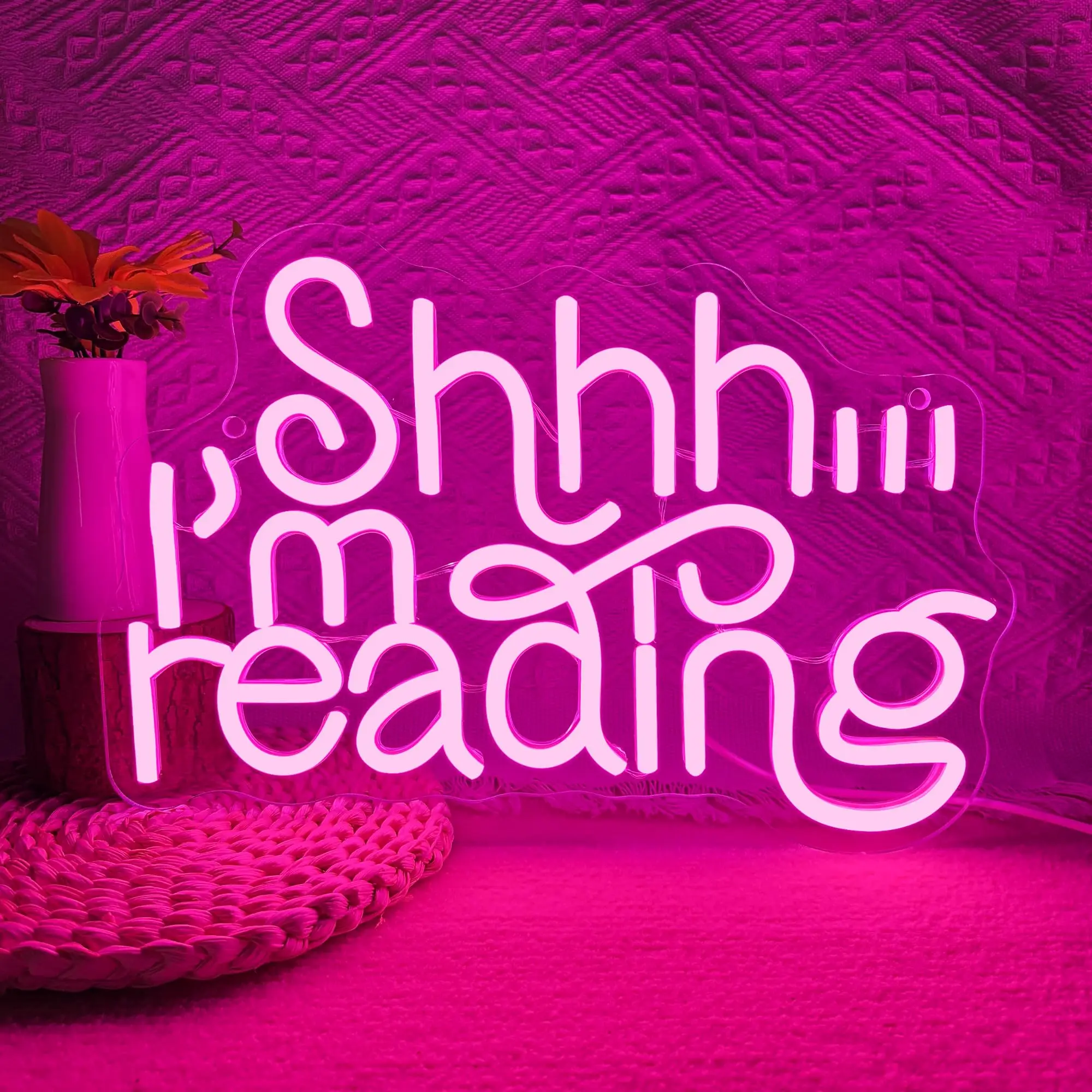 

Shhh I'm Reading LED Neon Sign USB Dimmable, Back to School Reading Corner Decor for Classroom Library Book Lover Gift