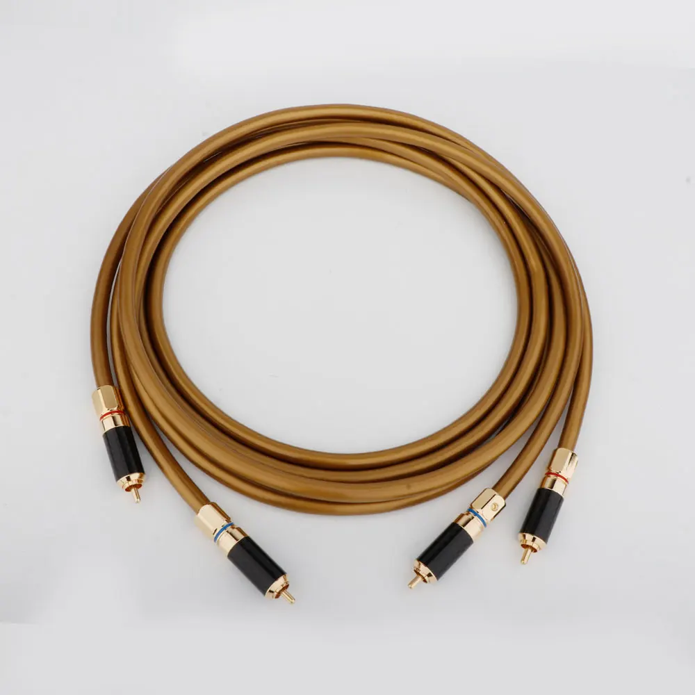 Preffair HIFi rca cable pair Hifi audio Golden 5-C With carbon fiber RCA plug connector cable audio cable
