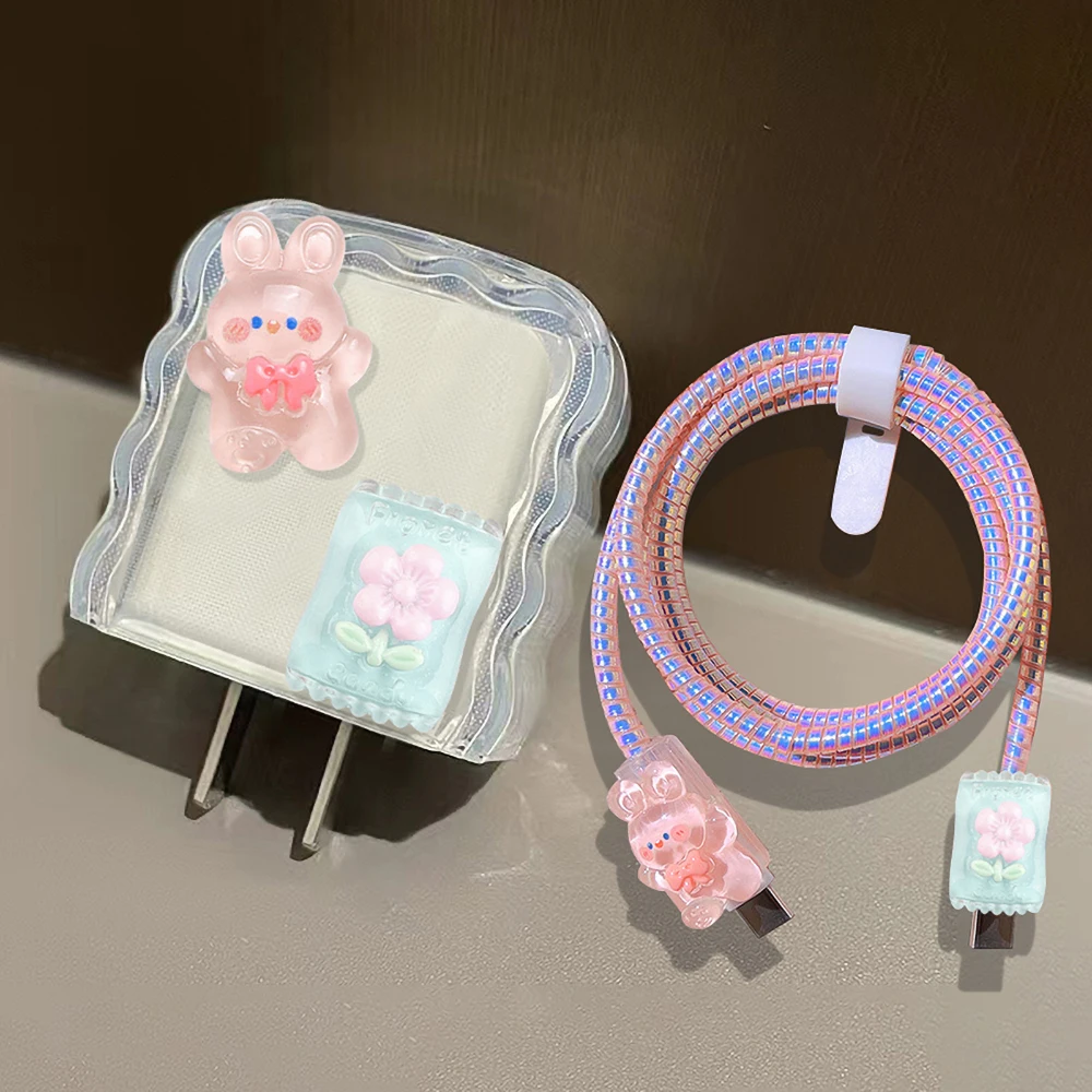 Cute Cartoon Charger Protective Cover For iPhone 20W Charging Cable Case Wire Cord Organizer Data Cable Protection Rope Winder