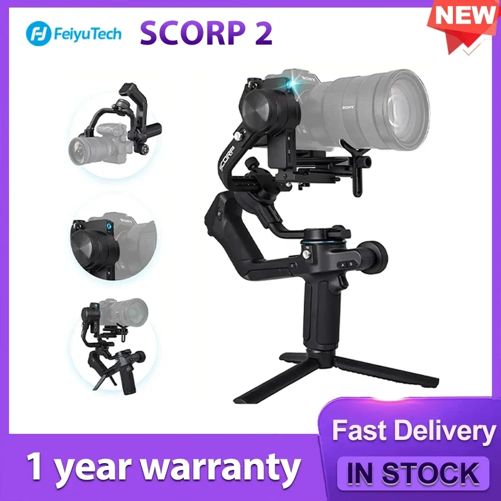 FeiyuTech SCORP 2 Camera Gimbal Stabilizer Built-in AI Tracker Upgrade Joystick Touch Screen for Mirrorless DSLR Camera