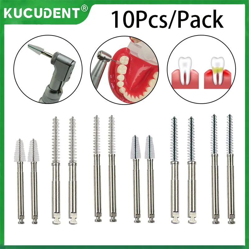 

10Pcs Dental Root Canal Cleaning Brush Teeth Cleaner Interdental Flat Cusp Brushes RA Shank Dentist Teeth Clean Brush Material