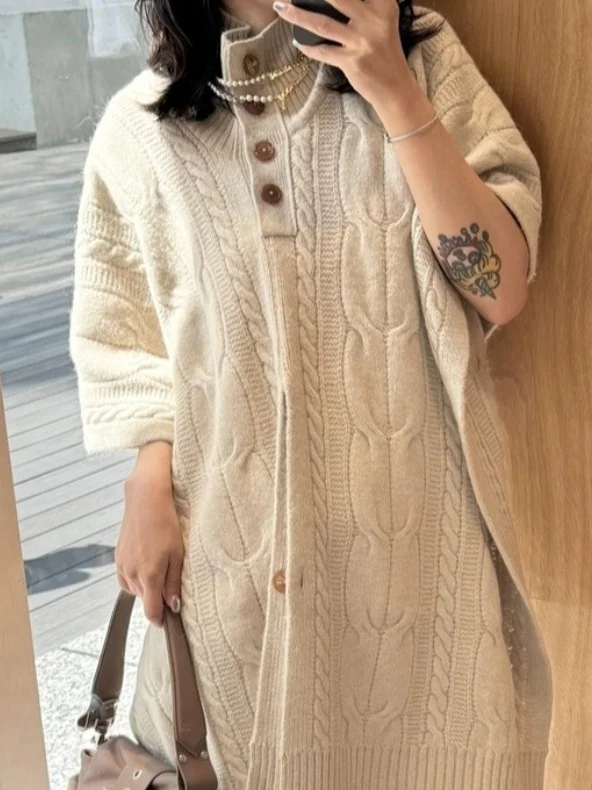 الكورية Sle f عالية الياقة Faionable محبوك سترة المرأة فضفاضة متماسكة قاعدة irt الخريف الشتاء وصول جديد قسط رسوم... #4