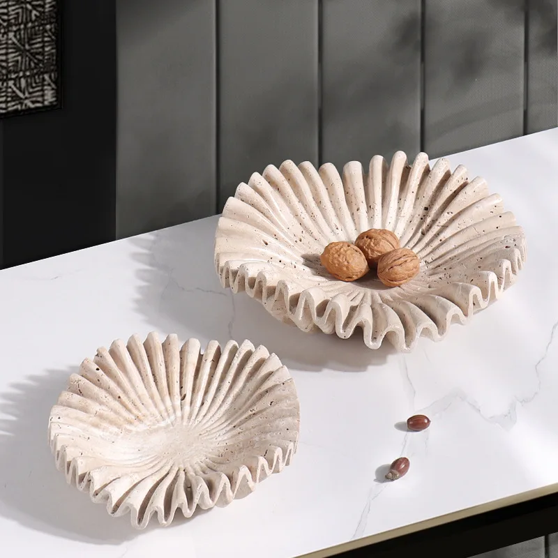 Modern wabi-sabi art wave fold marble fruit plate creative home art design sense ornament