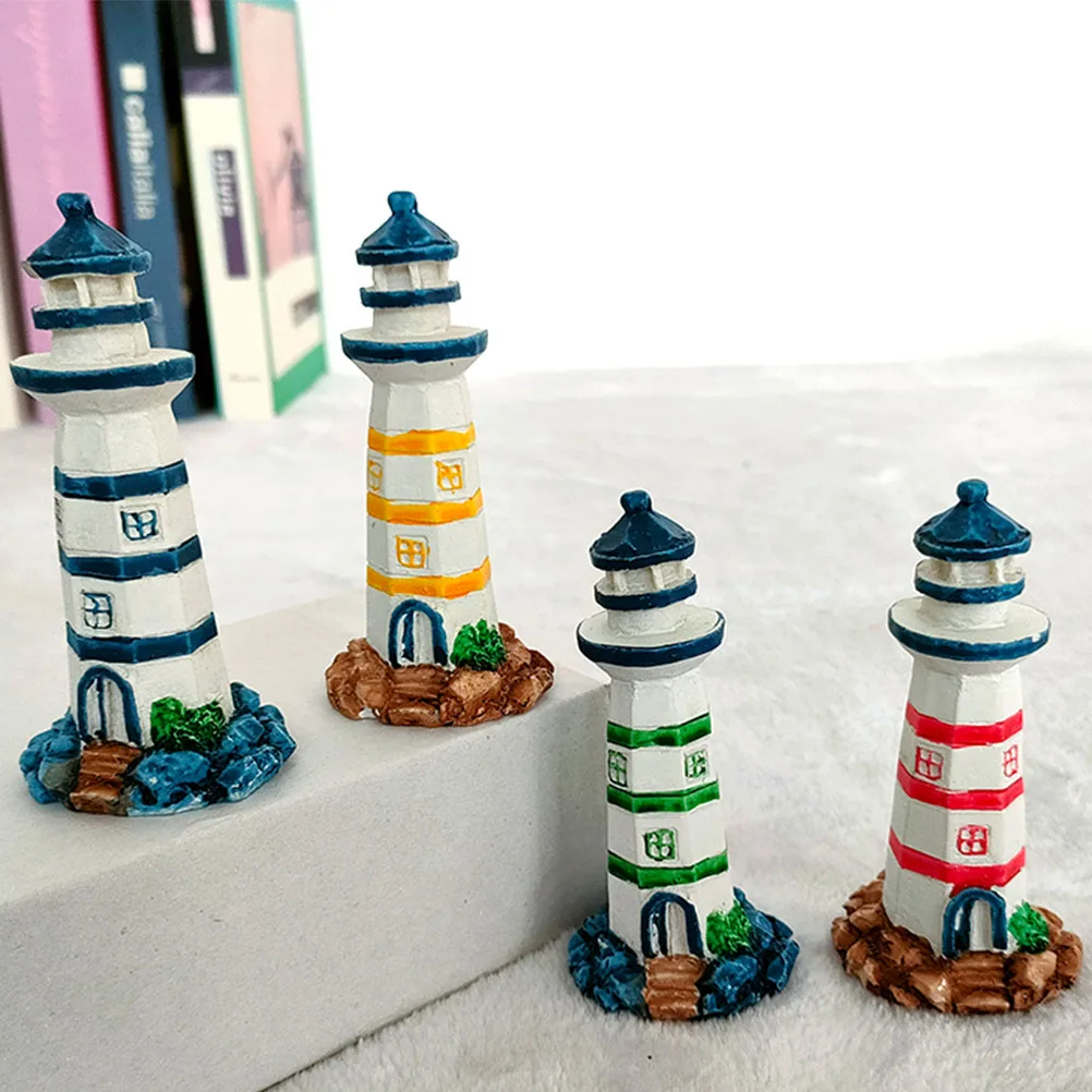 

4pcs Lighthouse Sea Theme nament naments Coastal Decor Sea Theme Mediterranean Style Craft Teaching