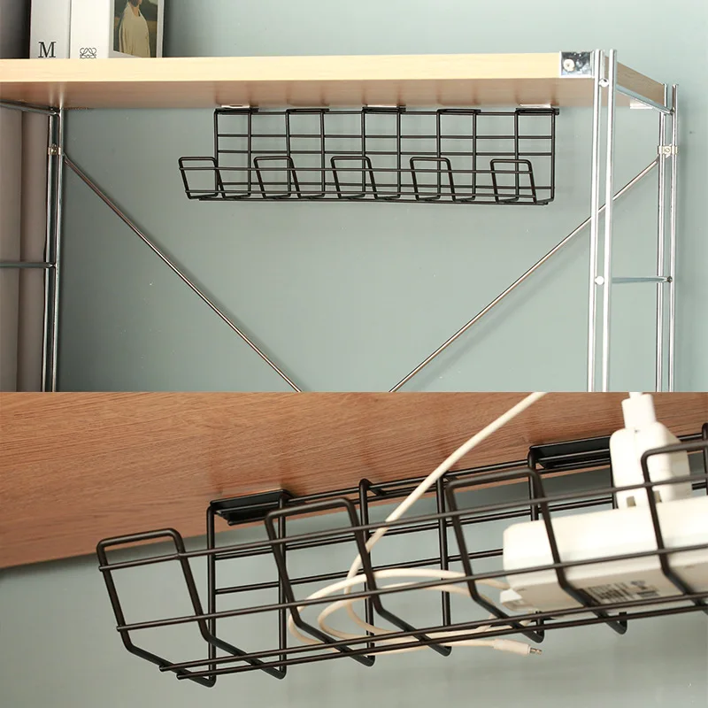 Under Desk Cable Management Tray with Screws Rack Cable Tray Basket for Home Kitchens Wire Management