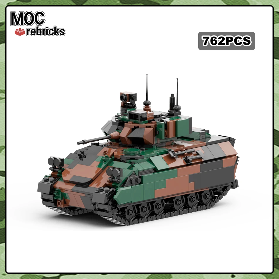 

MOC-165627 US Army M3A3 Bradley Woodland Tank Building Block Model Heavy Tracked Armored Reconnaissance Vehicle Brick Toy Gifts