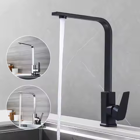 Square Kitchen Faucet 360 Rotation Hot Cold Water Mixer Tap Basin Water Crane Tap For Kitchen Bathroom Taps Deck Mount