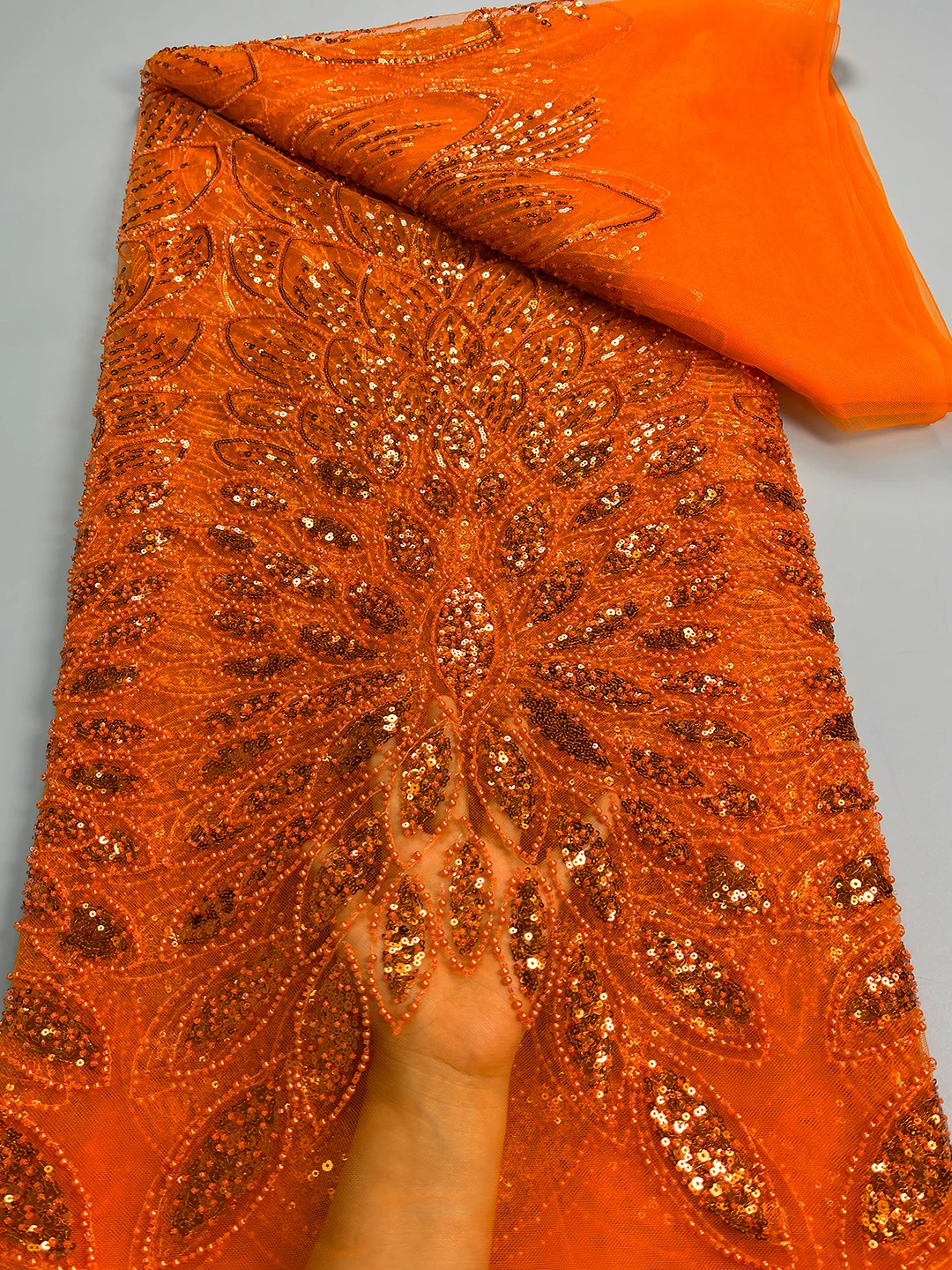 

Fashion Elegant French Mesh Rope Embroidery Sequins Lace Fabric 2026 Gold Nigerian African Beads Lace Fabric For Wedding Dress