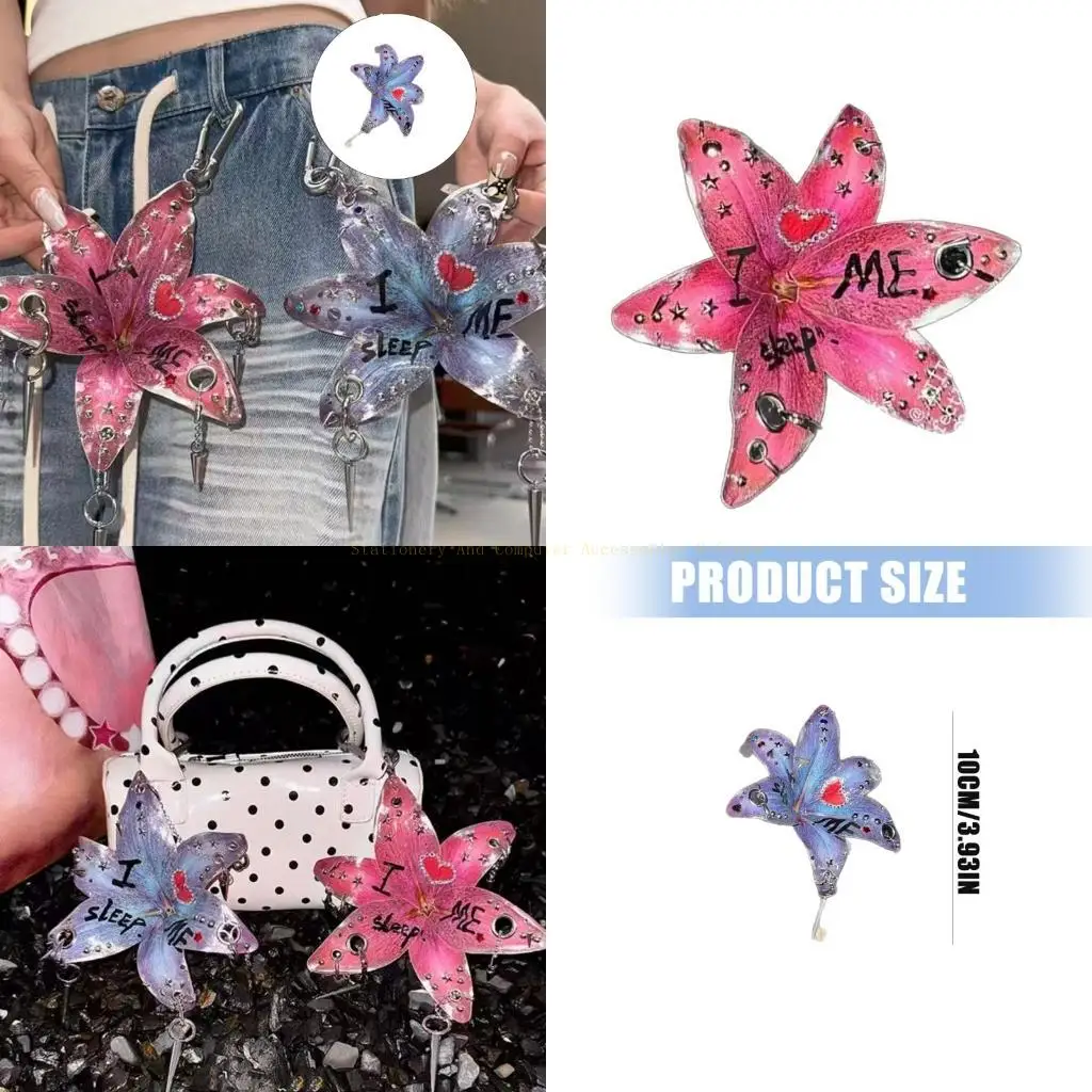 أنيقة شرابات سلسلة المفاتيح زهرة منمق لحقيبة الظهر المحفظة كيرينغ سحر #1