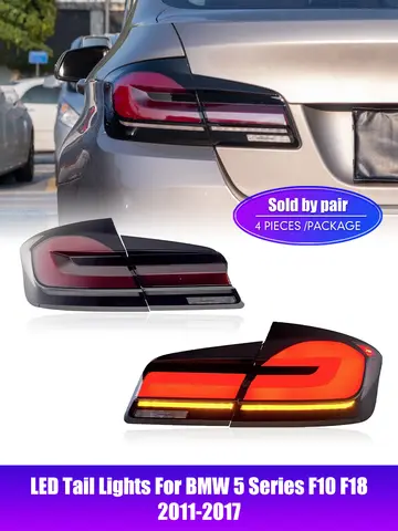 BMW 5 시리즈 F10 F18 2011-2017 DRL 안개등 후진등 브레이크등 시그널 플러그 앤 플레이 자동차 후미등 어셈블리 2개 LED 테일 라이트