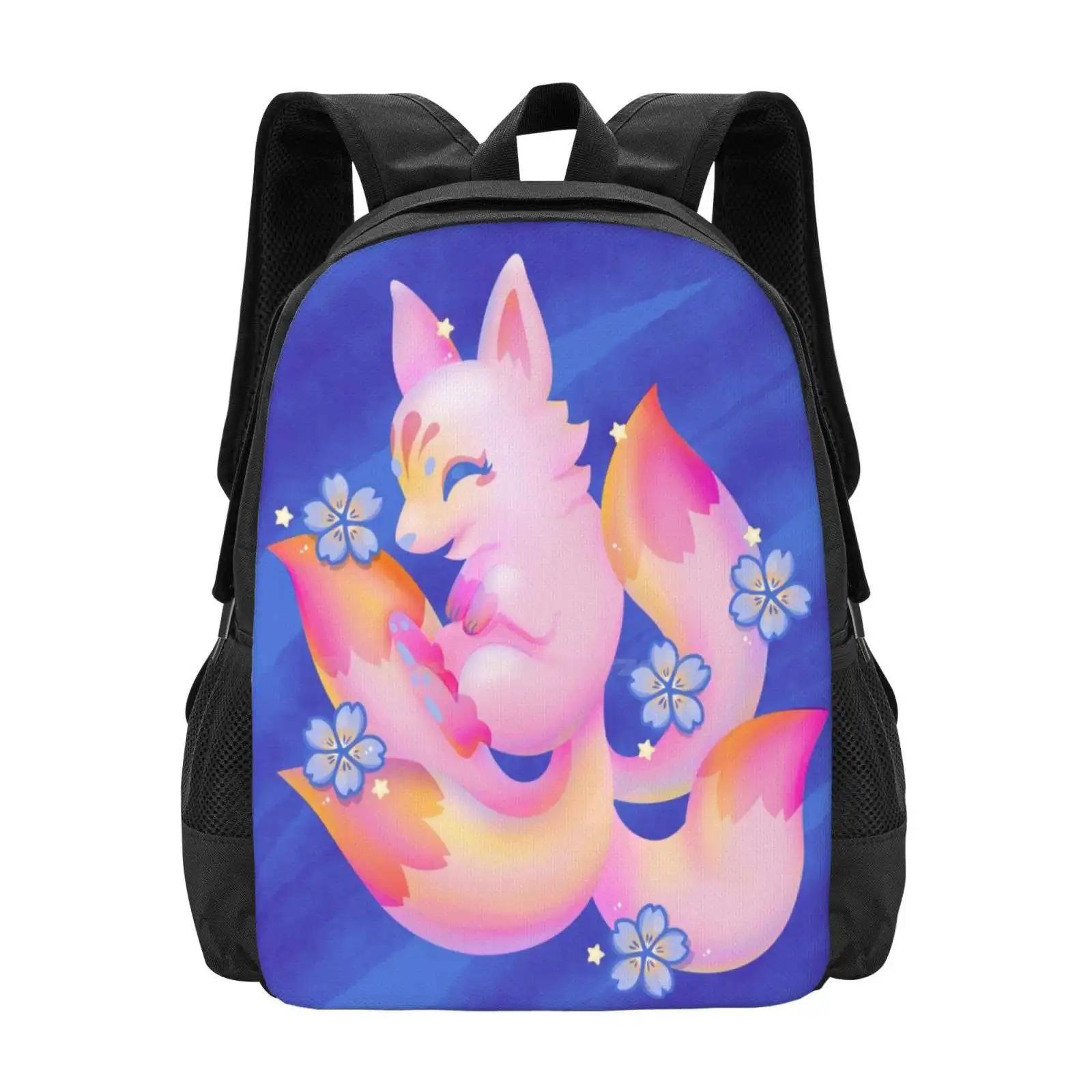 Sakura Sunset V2 Large Capacity School Backpack Laptop Bags Sunset Sakura Cherry Blossoms Cute Kawaii Pastel Pink Stars