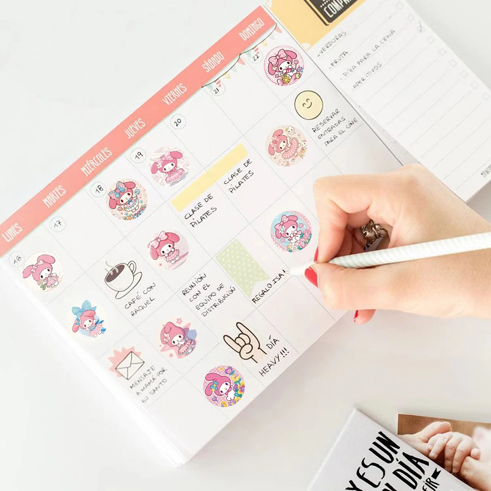 500 Stück/Rolle Kawaii Cartoon My Melody Belohnungsaufkleber Niedliche Sanrio Anime Siegelaufkleber Notizbuch Sammelalbum Telefonaufkleber Verpackung