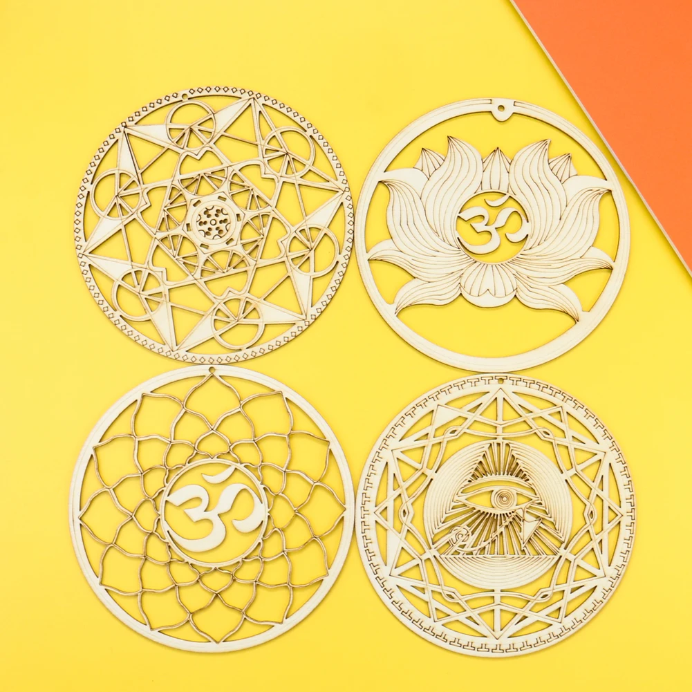 الخشب الطبيعي معلقة Om لوتس زهرة فاطمة اليد عين حورس ميتاترون مكعب نجمة داود خشبية دريانكاتشر قلادة ديكور المنزل