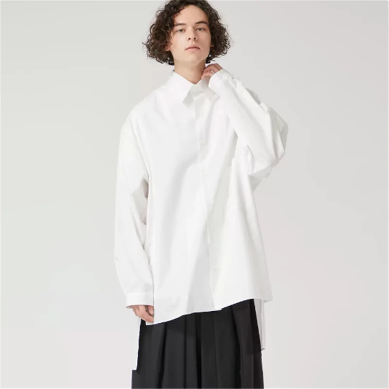 

2026 Original Design Front Long and Back Short Staff Uniform Black and White Casual Shirt for Both Men and Women