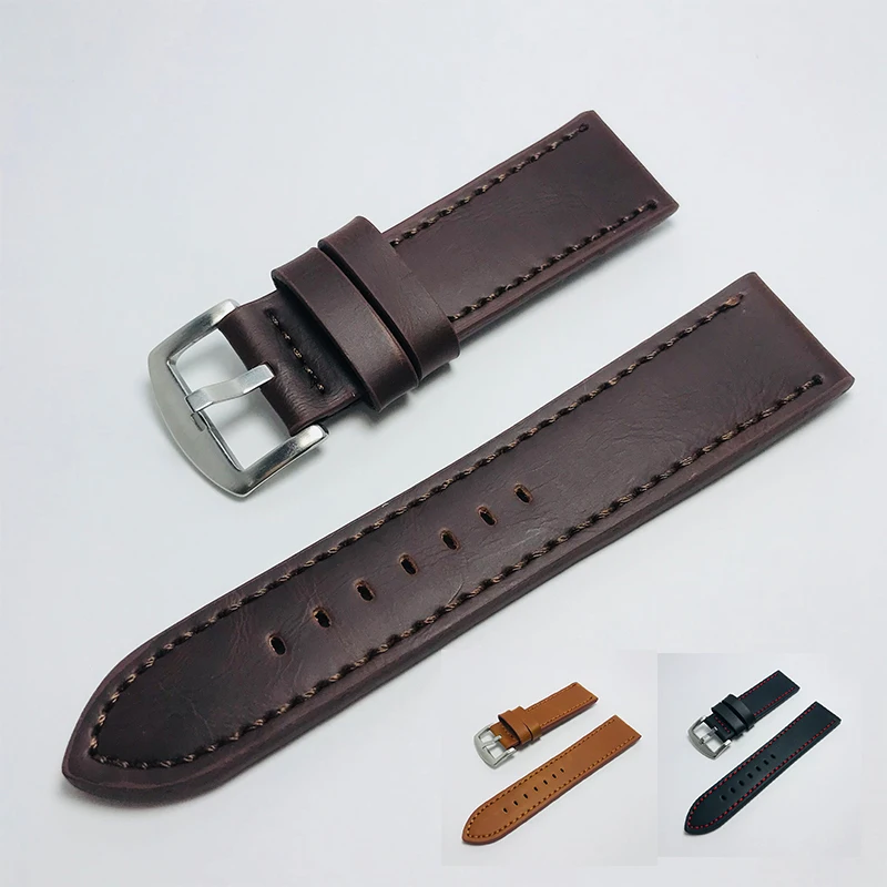 Universal Genuine Leather Watch Belt Writst Watch Band Watch Srtap Oil Wax Cowhide Unisex Fashion Durable 18/20/22/24mm