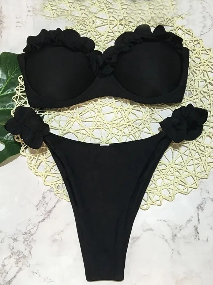 Costume da bagno donna bikini 2025 Nuovo bikini in pizzo a fascia leopardato Set costume da bagno sexy perizoma estivo costume da bagno da spiaggia a due pezzi femminile