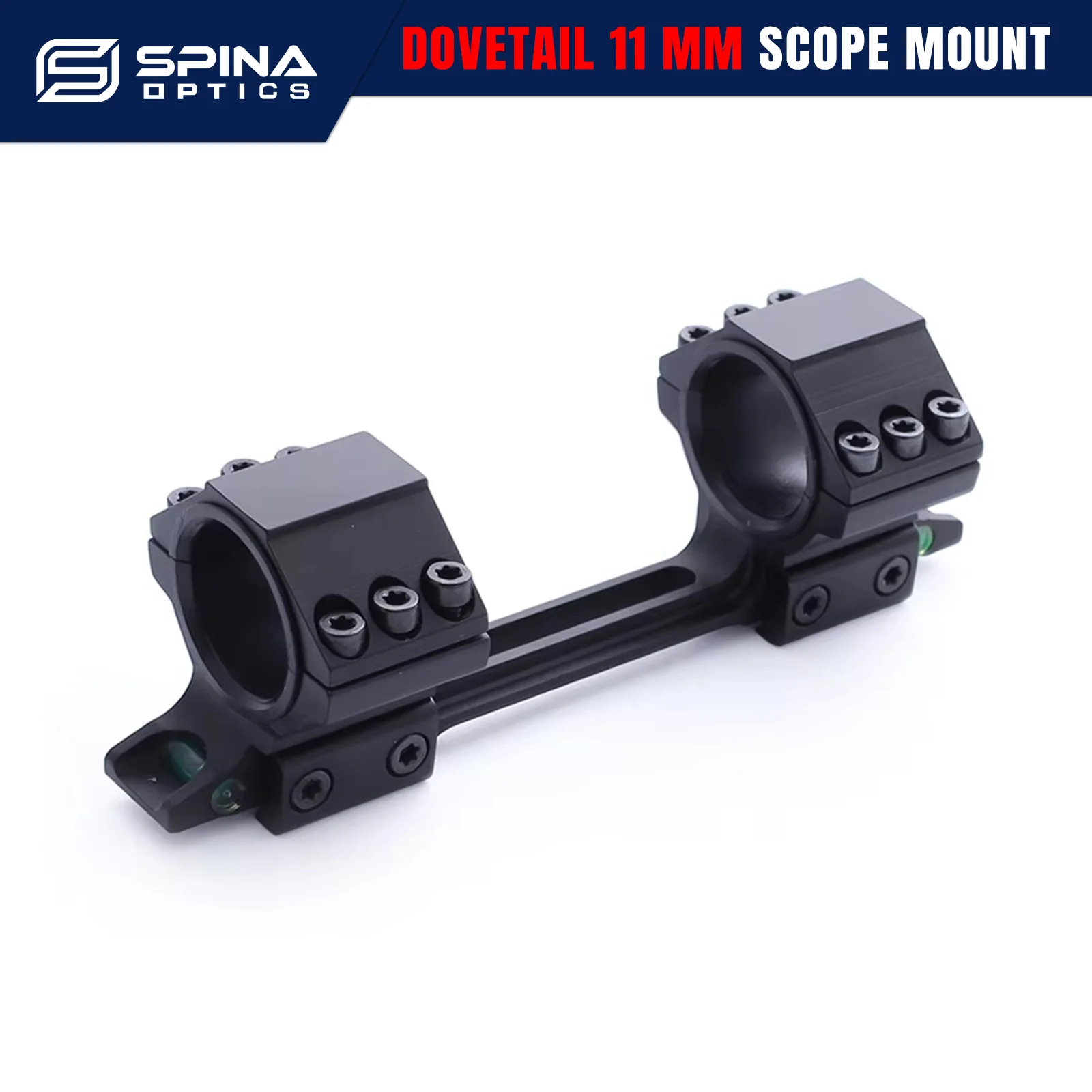 SPINA OPTICS Montura táctica para riel Dovetail de 11 mm Anillos de mira de 25,4 mm/30 mm con dos niveles de burbuja para arma real, .308, .300.