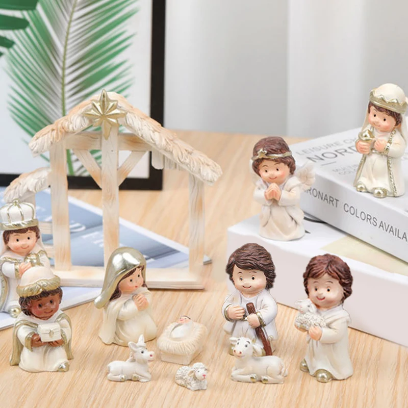 1Set Little People Toddler Toy Nativity Set Kids Pretend Play Set For Christmas Decoration Kids Xmas New Year Gift