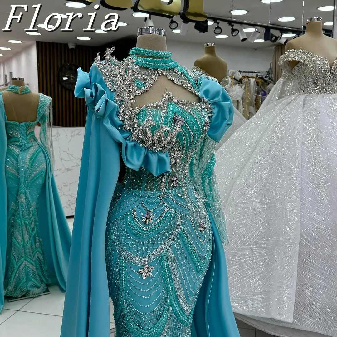 

Aso Ebi индивидуальные оборки зеленые вечерние платья с длинными рукавами в арабском стиле Ближний Восток 2025 свадебные платья для женщин