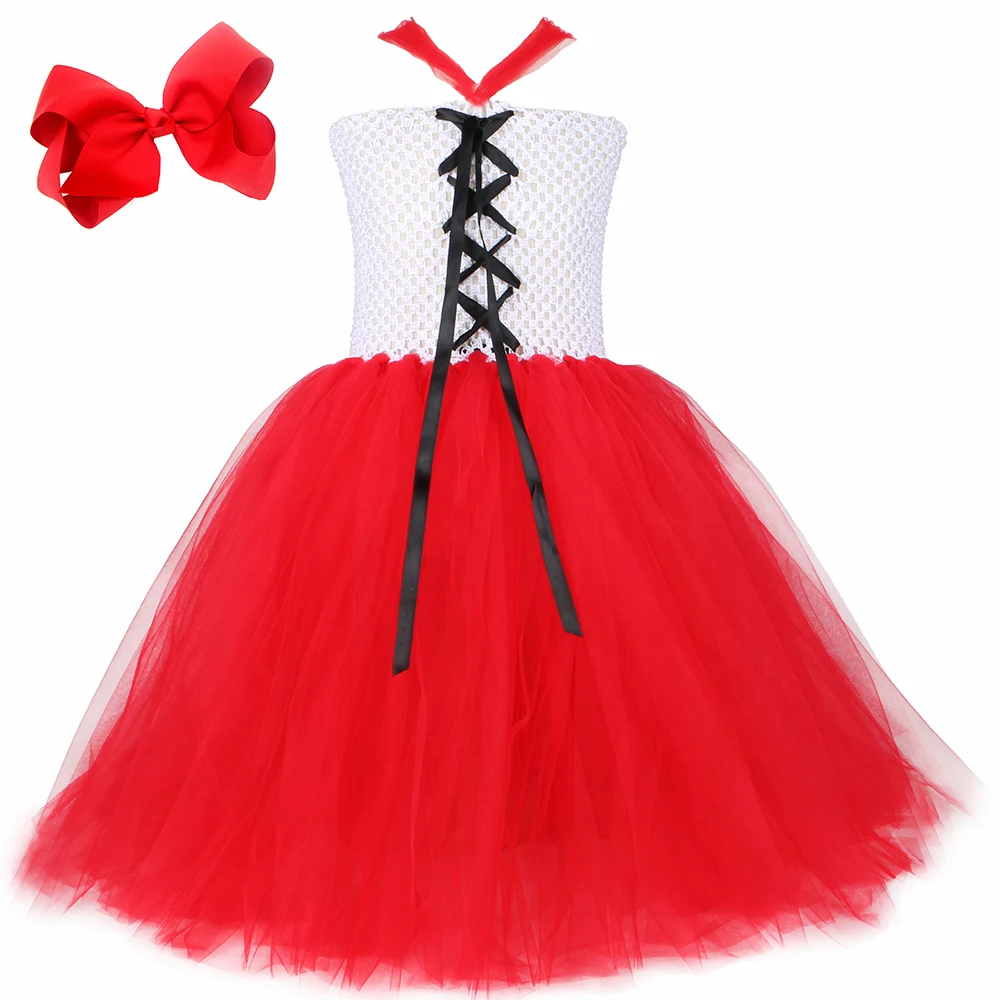 Little Red Riding Hood Costume Dress for Girls Christmas Halloween Tutu Dress Ankle-Length Kids Carnival Party Dress Up Clothes