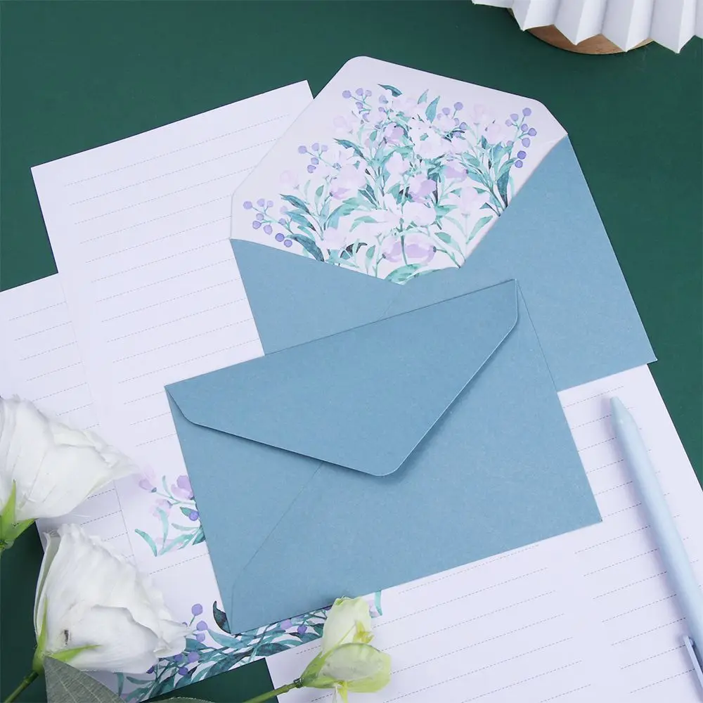 

6PCS/Set Gift Office School Greeting Invitation Card Love Note Printed Flower Floral Pattern Paper Letter Envelopes Set
