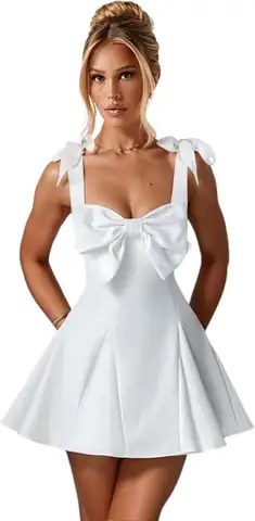 Axelbandslösa homecoming-klänningar för tonåringar med rosett, satinveckad, a-linjeformad mini, formell festklänning, cocktailklänningar, kort balklänning 8 best sales semiformella klänningar för tonåringar - №4