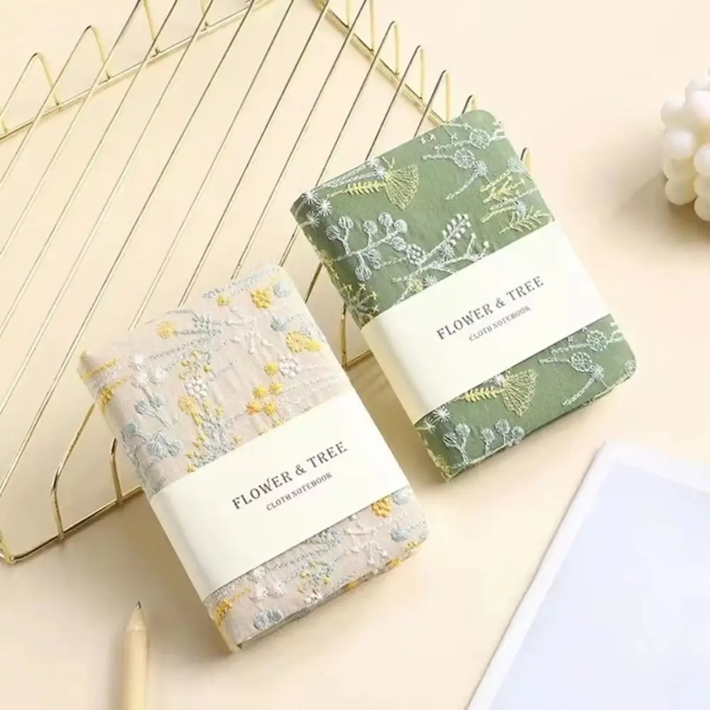 256 Pages Embroidered Pocket Notebook Irregular Embroidery Flower Ultra-Thick Student Notepad Multi-Purpose Fabric Cover