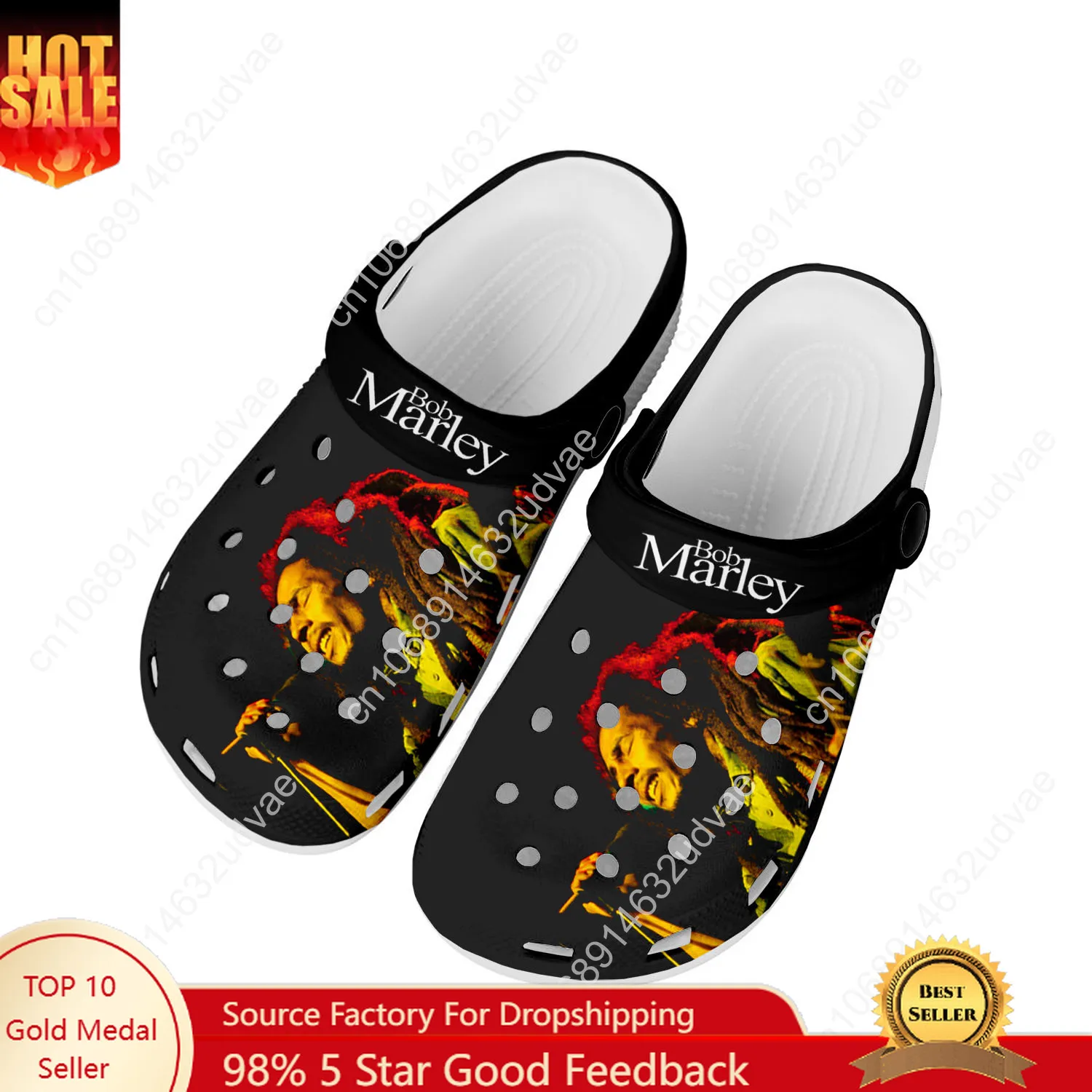 

Bob Marley Water Shoes Men Women Teenager Non-slip Fashion Home Garden Clogs Custom Sandals Beach Breathable Hole Slippers