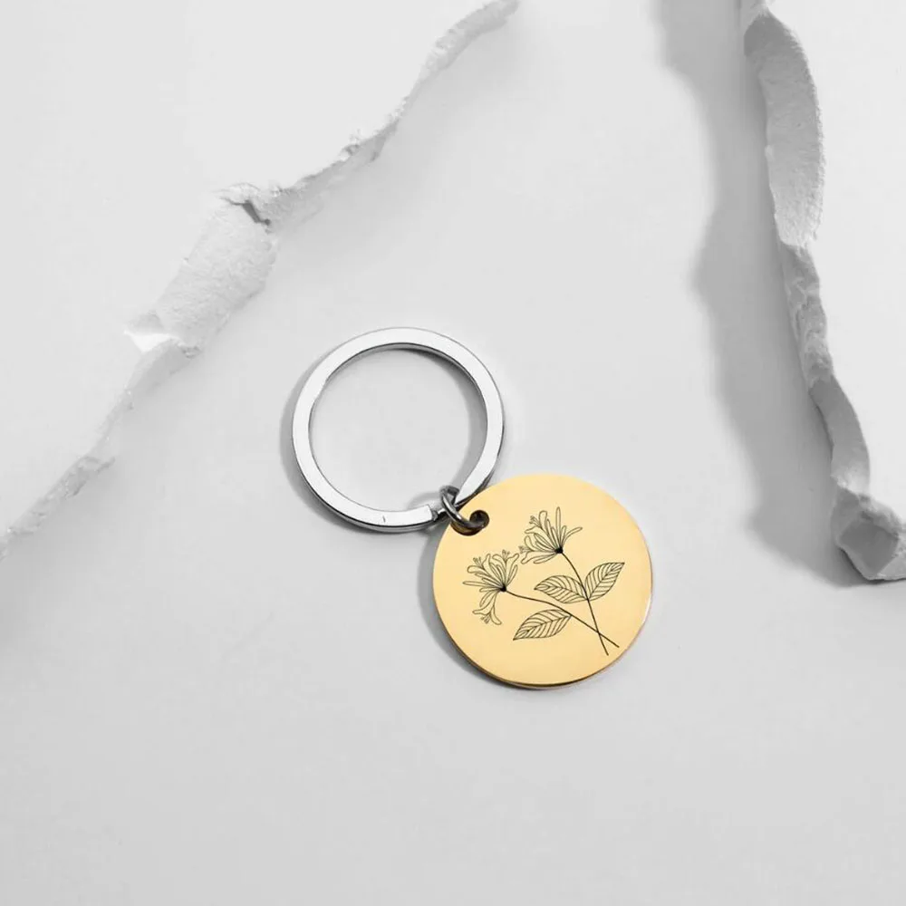 Customized Month Flower Keychain, 12 Month Flowers Waiting For You To Choose From, Personalized Flower Keychain, Birthday Flower